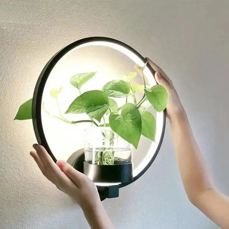 Wandlicht für Pflanzen mit Glaspflanzgefäß | Warmes Licht | Dekorative Wandakzent