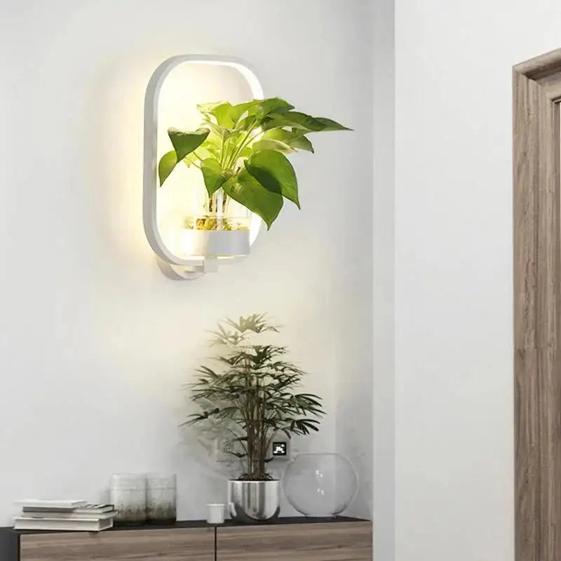 Wandlicht für Pflanzen mit Glaspflanzgefäß | Warmes Licht | Dekorative Wandakzent