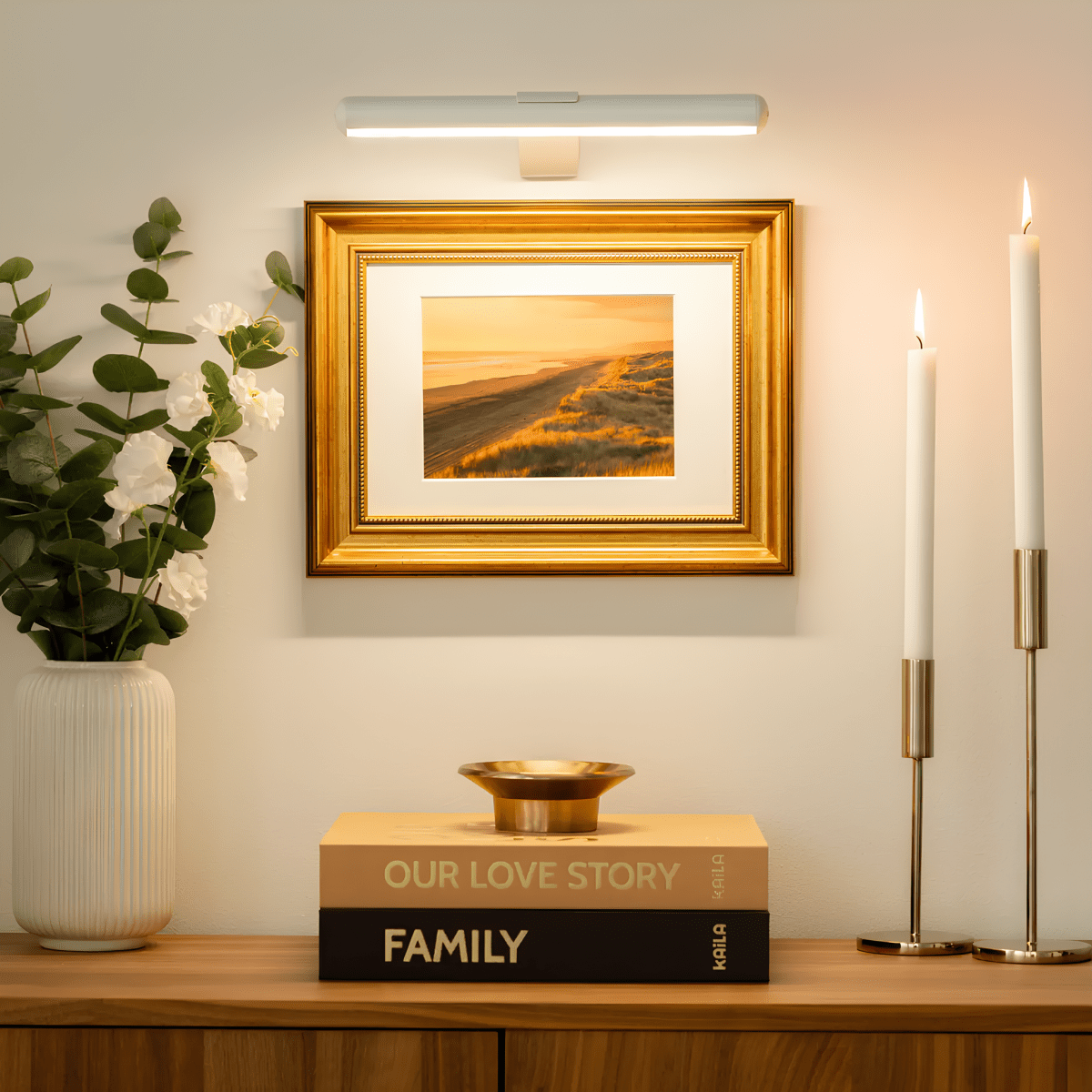 Drahtlose LED-Wandleuchte | Dimmbares Kunstlicht | Elegantes Metalldesign