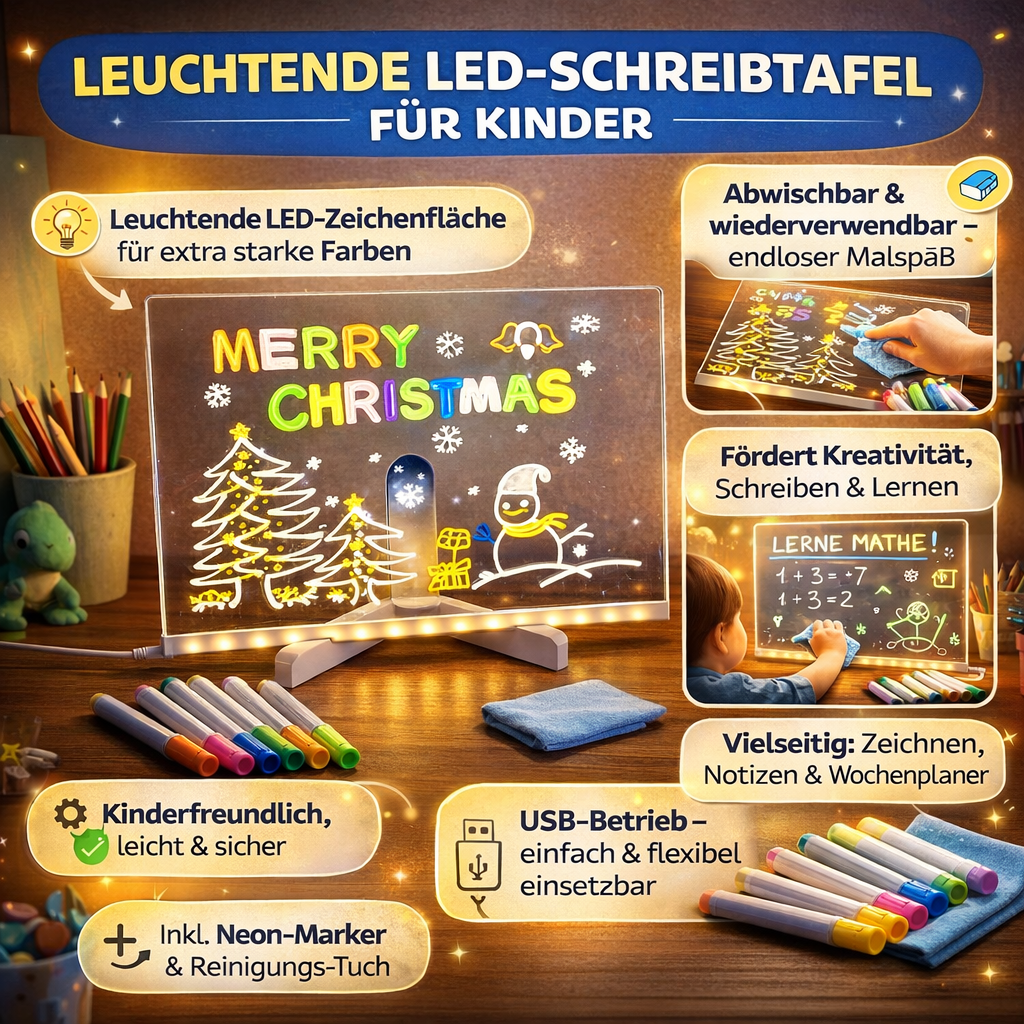 Buntes LED Zeichenbrett für kreative Kinder
