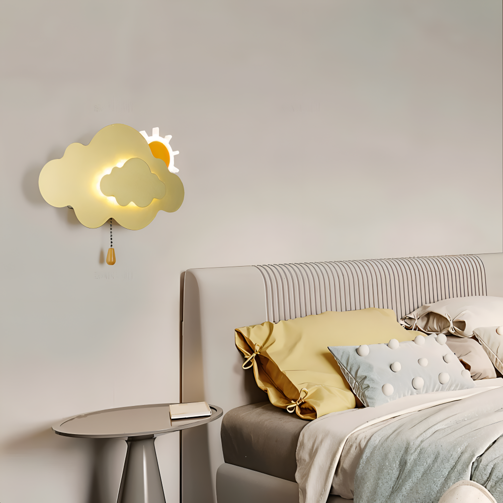 Wunderschöne LED-Wandlampe für das Kinderzimmer - Wolke und Sonne