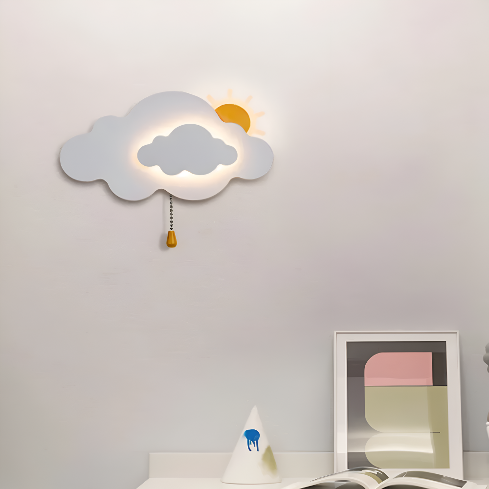 Wunderschöne LED-Wandlampe für das Kinderzimmer - Wolke und Sonne