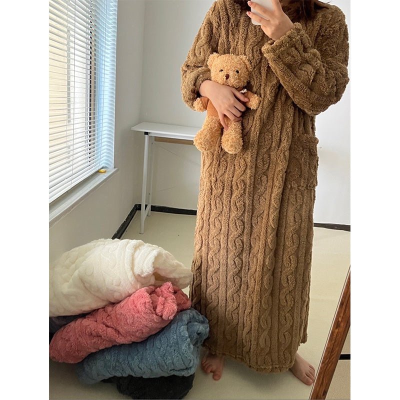 Gemütliches Fleece-Nachtkleid – Wärme für kalte Nächte