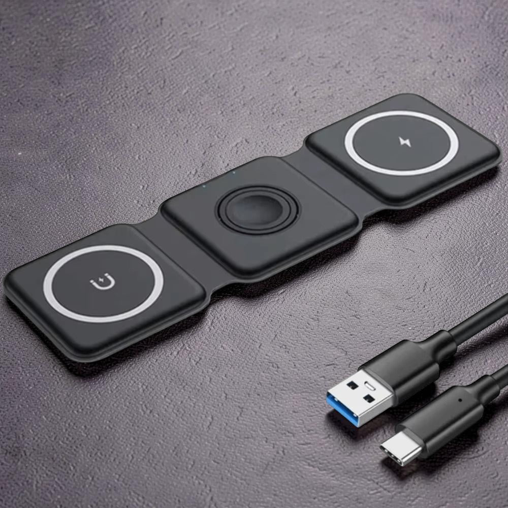 Kompakte Drahtlose Ladestation für Mehrere Geräte – Ideal für Reisen