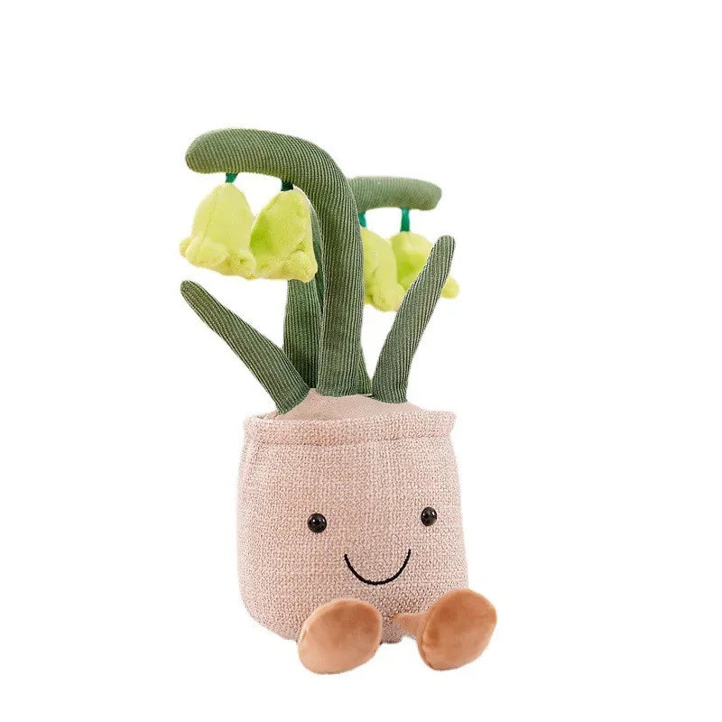 Plüschfigur mit fröhlichem Blumendesign