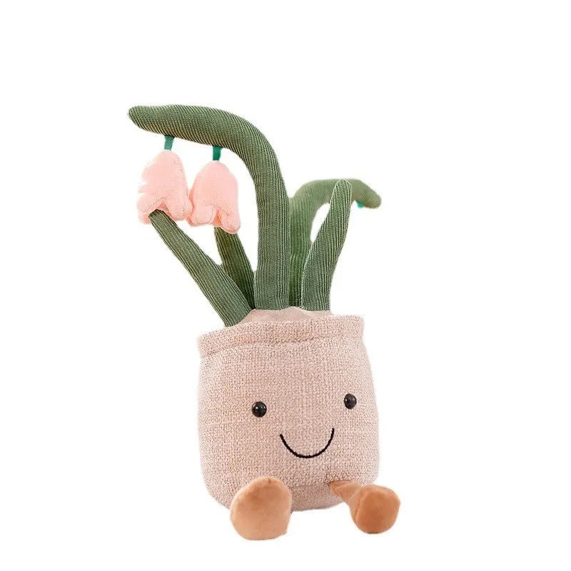 Plüschfigur mit fröhlichem Blumendesign