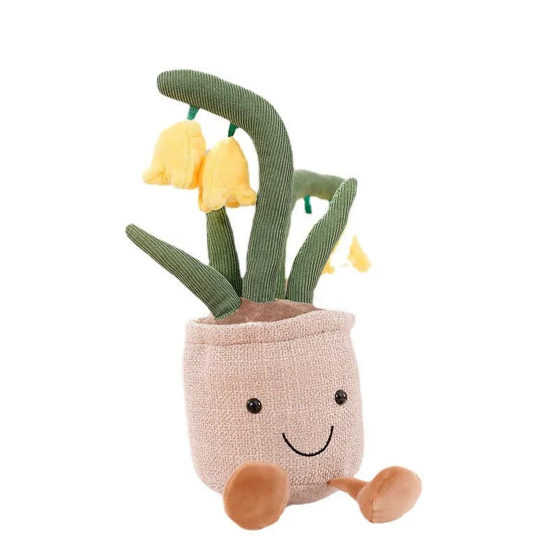 Plüschfigur mit fröhlichem Blumendesign