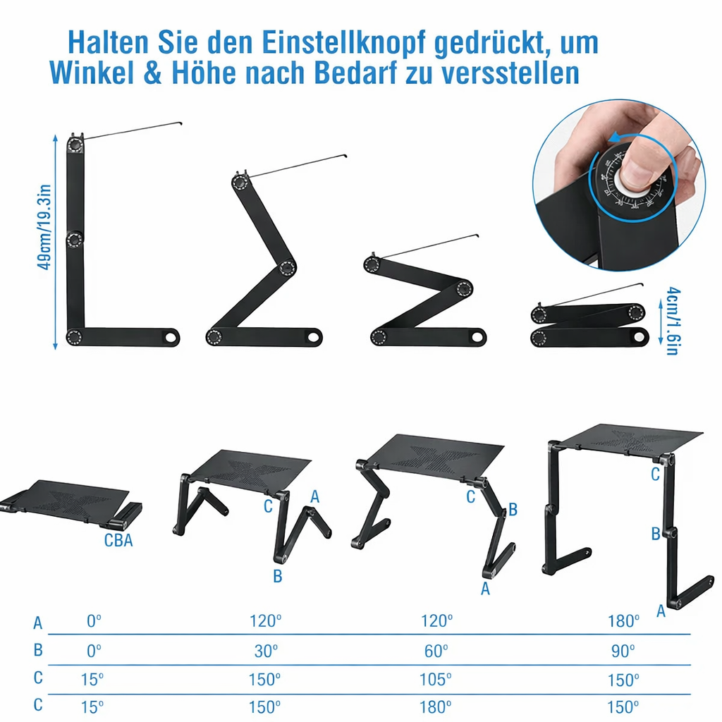 Ergonomischer Laptopständer | Höhenverstellbar & 360° Drehbar | Für Gesunde Haltung | ErgoStand Pro