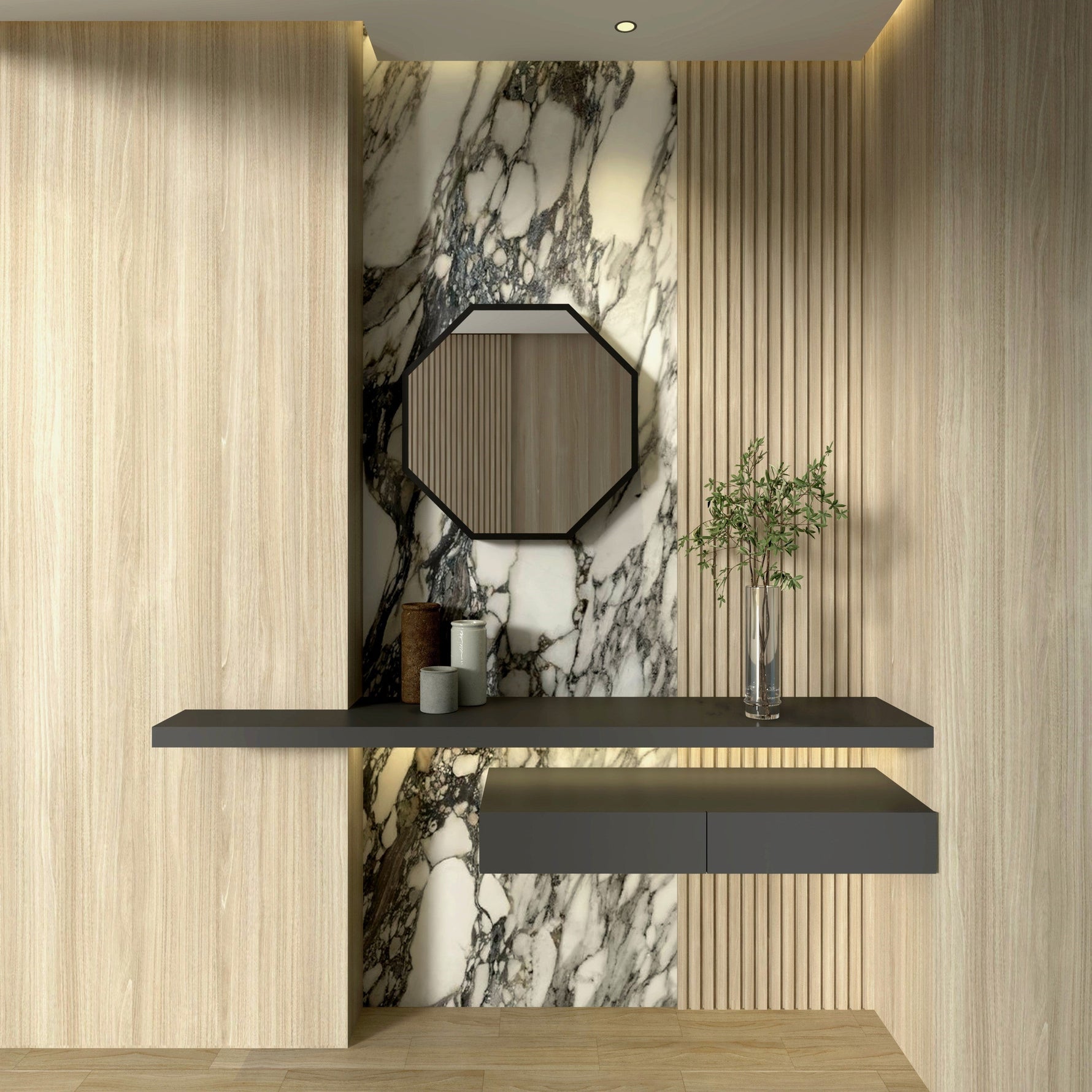Elegant 3D Mirror with Color-Changing Lighting