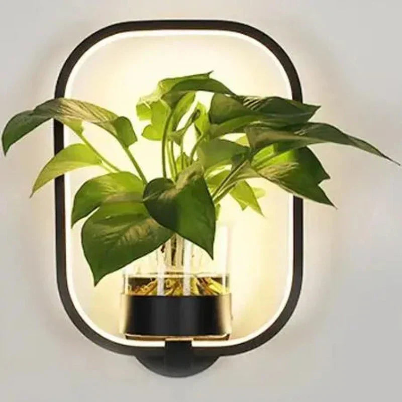 Wandleuchte mit LED und integriertem Glasvase – Rund & Oval