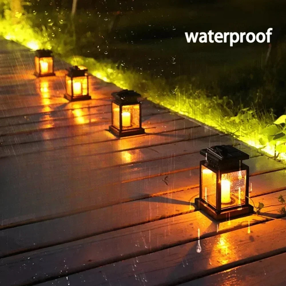 Solarlampe mit flackerndem LED-Licht, wetterfest