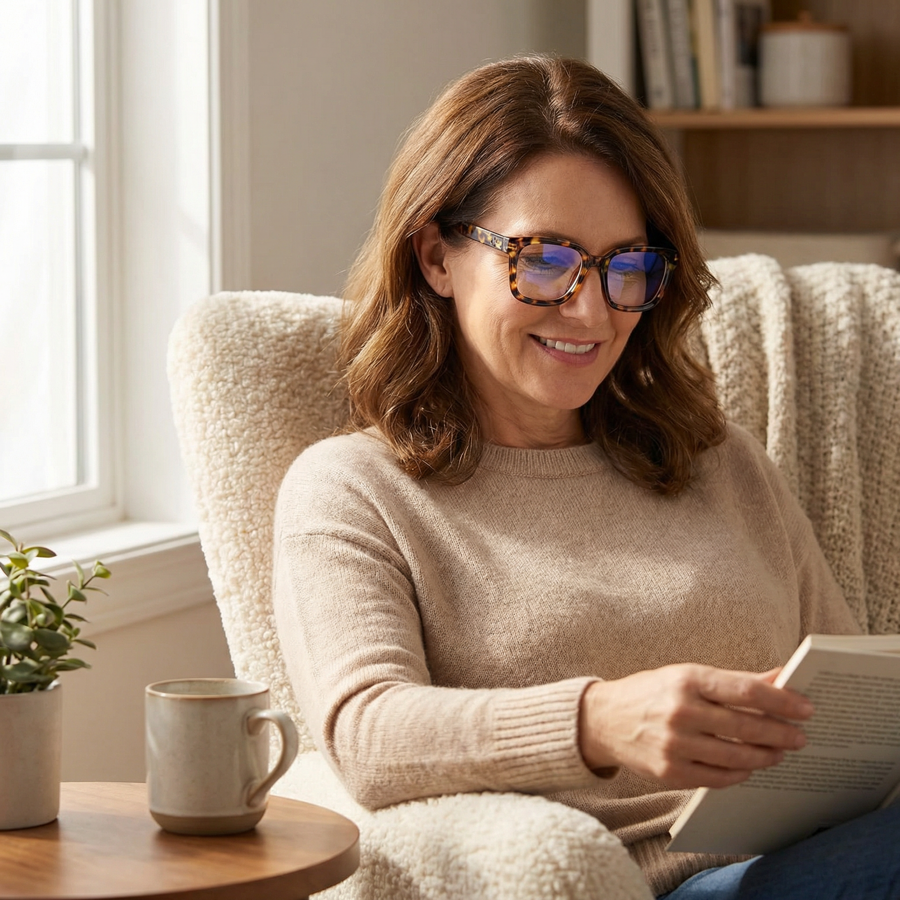 Entspannte Lesehilfe | Klare Gläser | Übergroße Brille | OptiRelax