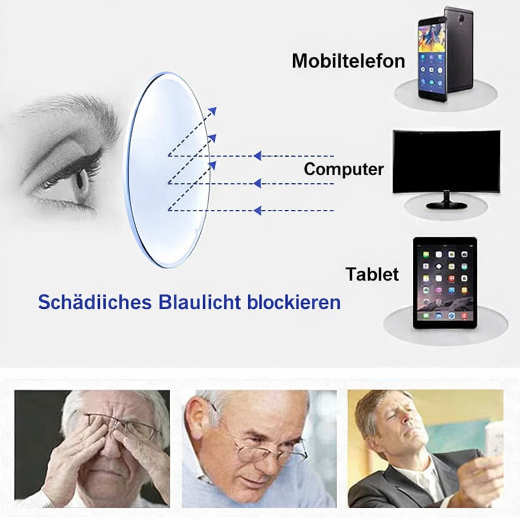 Multifokale Lesebrille | Leicht & Randlos | Blau Licht Schutz
