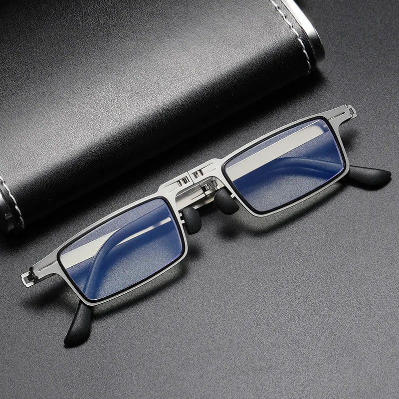 Faltbare Lesebrille mit Titanrahmen und Etui