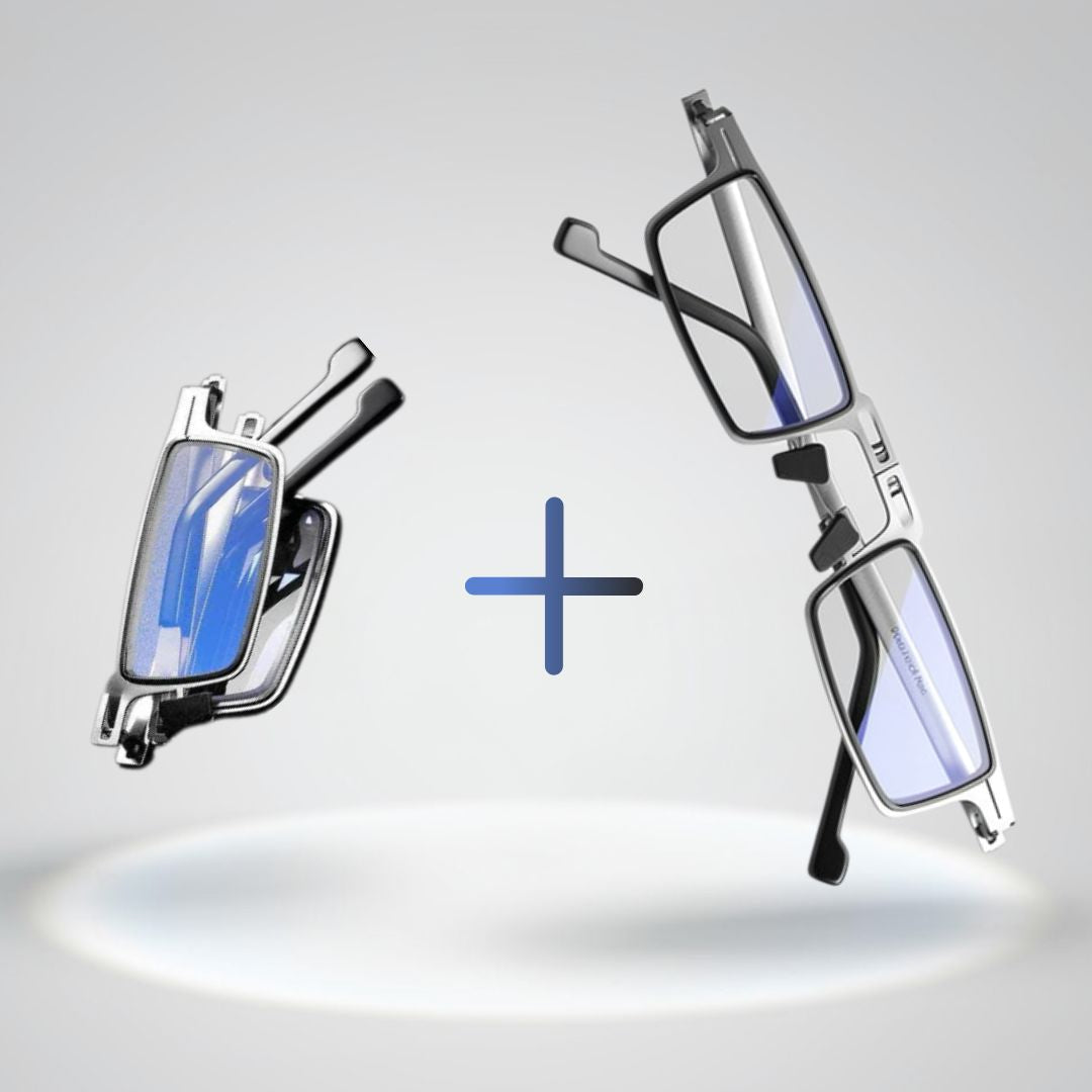 Faltbare Lesebrille mit Titanrahmen und Etui