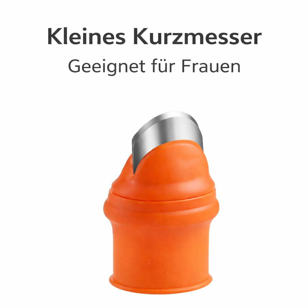 Ergonomische Erntehilfe mit Daumenmessern für Obst und Gemüse