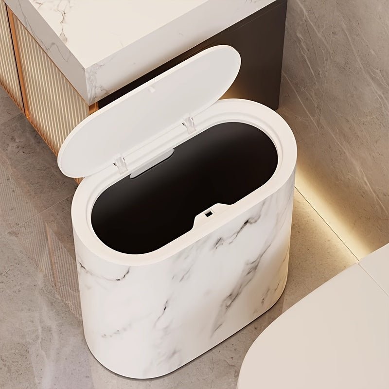 Stylish waste bin with an elegant marble look for kitchen & bathroom