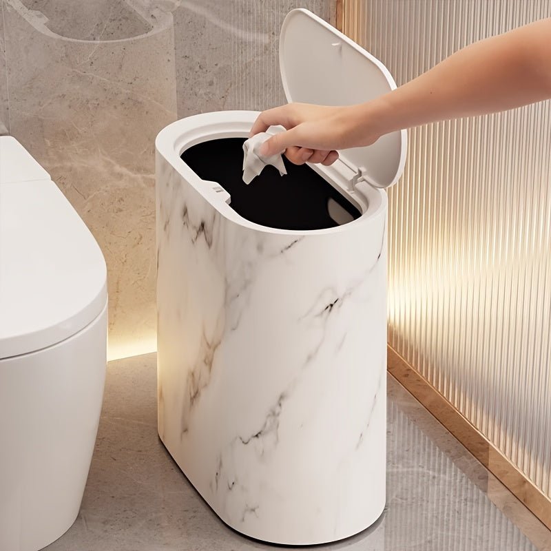 Stylish waste bin with an elegant marble look for kitchen & bathroom