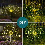 4er Set Solar Feuerwerk Gartenlichter - Wetterfeste LED Dekoleuchten, Solarenergie für Garten und Terrasse