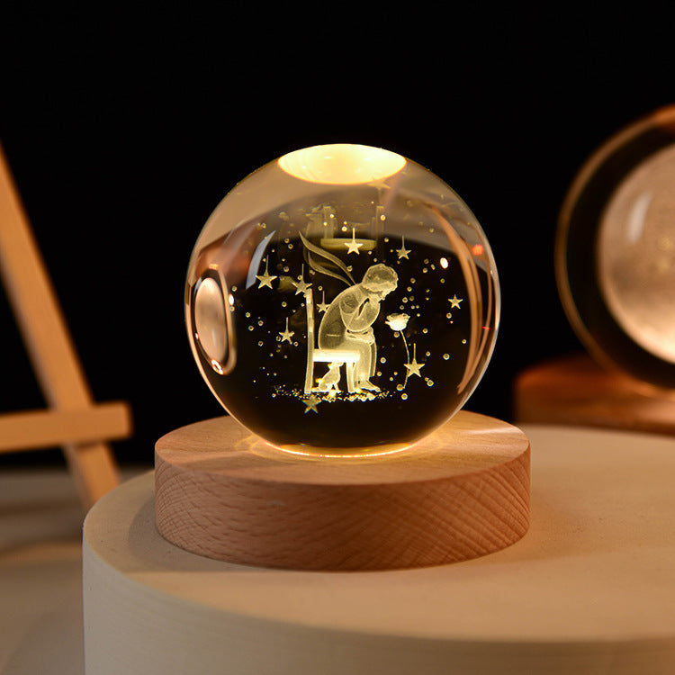 3D Kristallkugel mit LED-Beleuchtung – Leuchtende Deko für Schlafzimmer