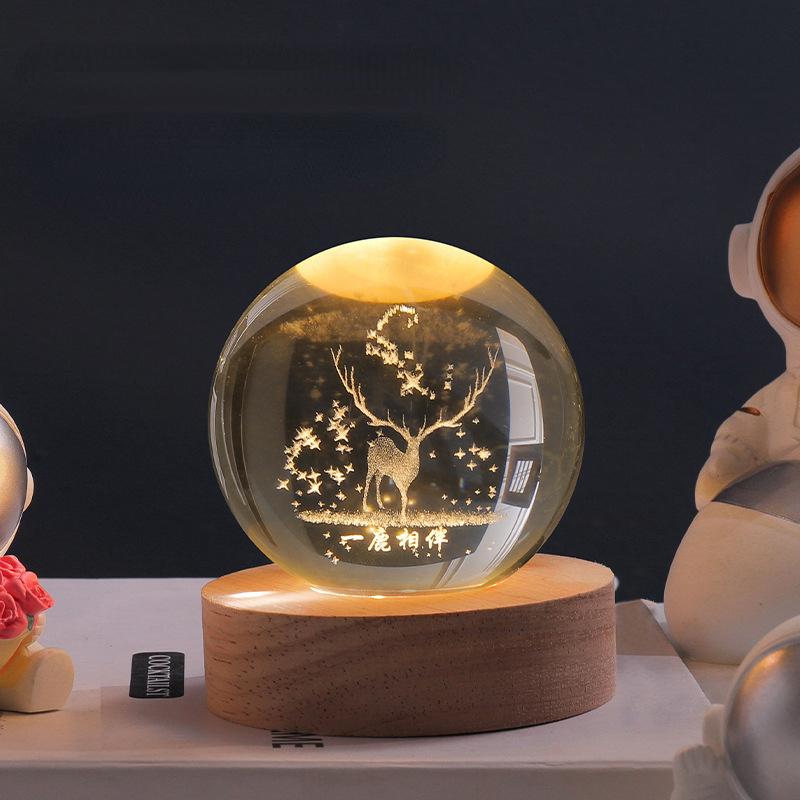 3D Kristallkugel mit LED-Beleuchtung – Leuchtende Deko für Schlafzimmer