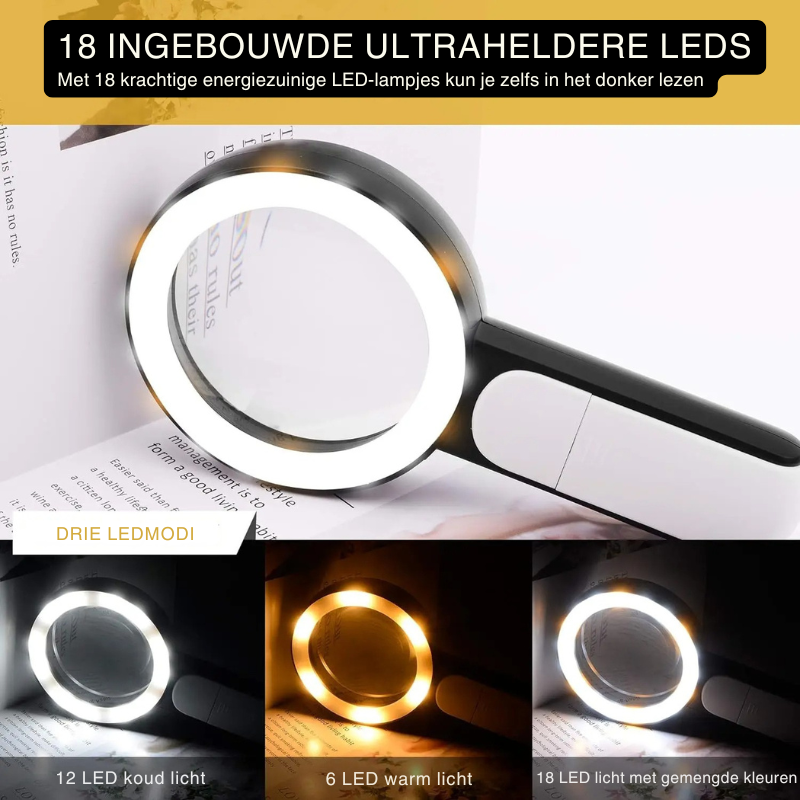 Beleuchtete Handlupe – 85 mm Glaslinse mit 18 LEDs