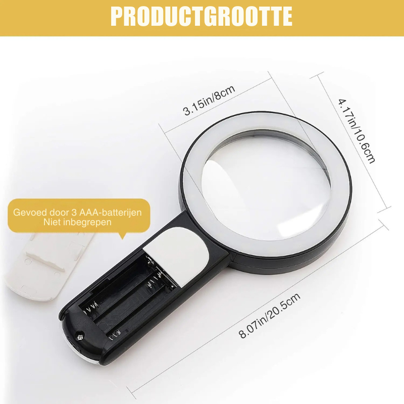 Beleuchtete Handlupe – 85 mm Glaslinse mit 18 LEDs