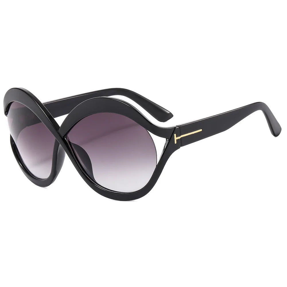 Übergroße Sonnenbrille mit UV400 Schutz - Runde Form, Modisch und Leicht