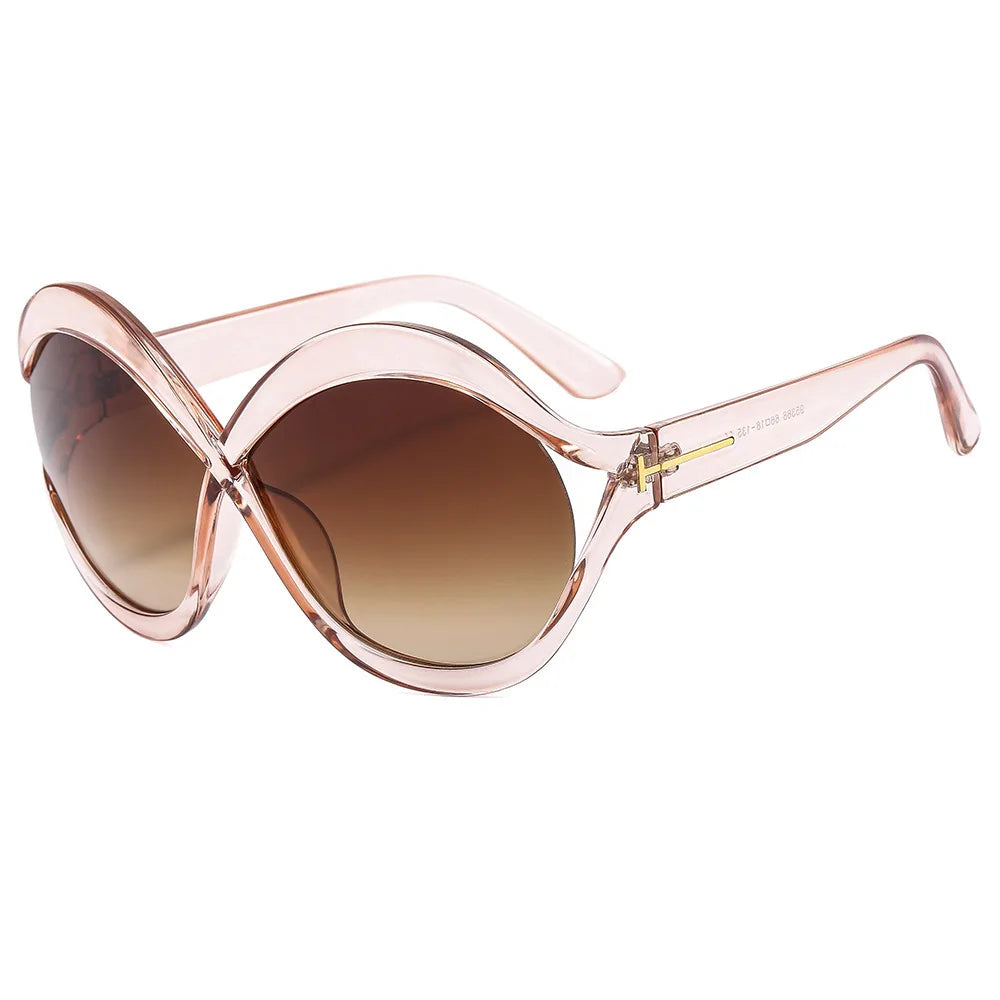 Übergroße Sonnenbrille mit UV400 Schutz - Runde Form, Modisch und Leicht