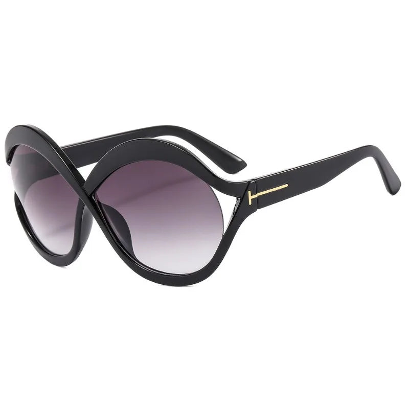 Übergroße Sonnenbrille mit UV400 Schutz - Runde Form, Modisch und Leicht