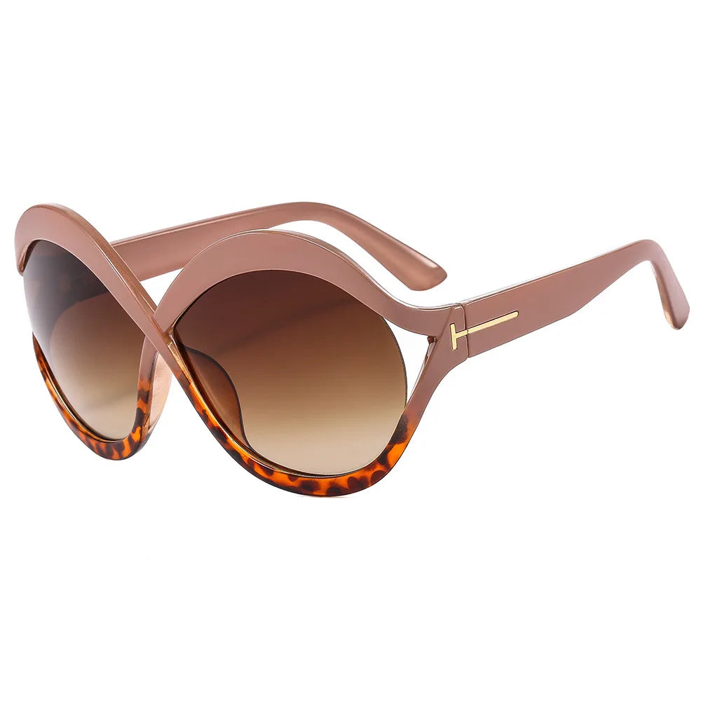 Übergroße Sonnenbrille mit UV400 Schutz - Runde Form, Modisch und Leicht