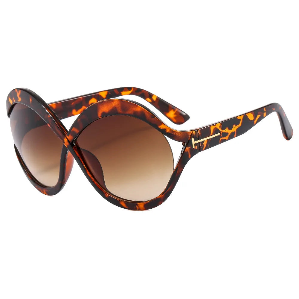 Übergroße Sonnenbrille mit UV400 Schutz - Runde Form, Modisch und Leicht