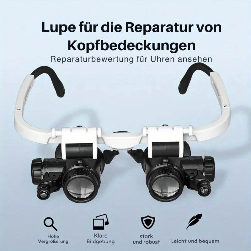 Präzisions-LED-Kopflampe mit 8–23-facher Vergrößerung