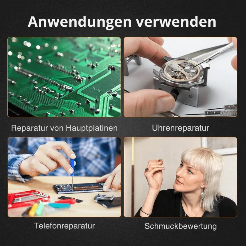Präzisions-LED-Kopflampe mit 8–23-facher Vergrößerung