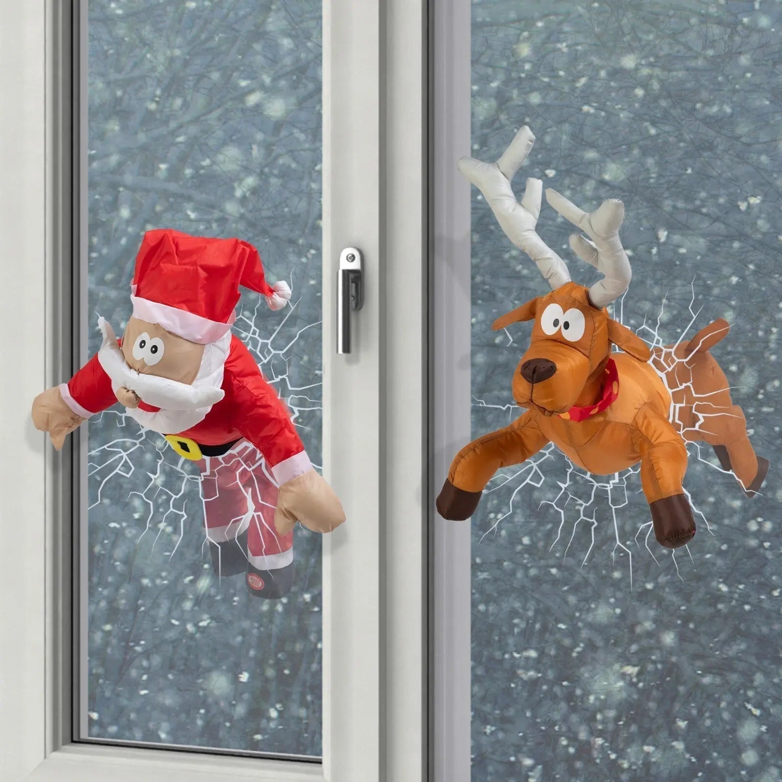 Bewegliche Fensterfigur Weihnachtsmann mit Soundaktivierung – Festliche Deko