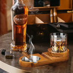 Aschenbecher aus Holz mit Whiskeyhalter – Elegantes Tray für Zigarrenliebhaber