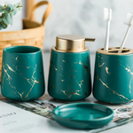 Elegantes Marmor-Badezimmer-Set – 4-teiliges Keramikzubehör für modernes Design