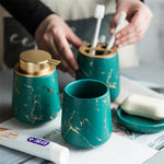 Elegantes Marmor-Badezimmer-Set – 4-teiliges Keramikzubehör für modernes Design