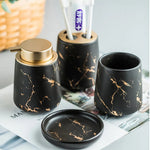 Elegantes Marmor-Badezimmer-Set – 4-teiliges Keramikzubehör für modernes Design