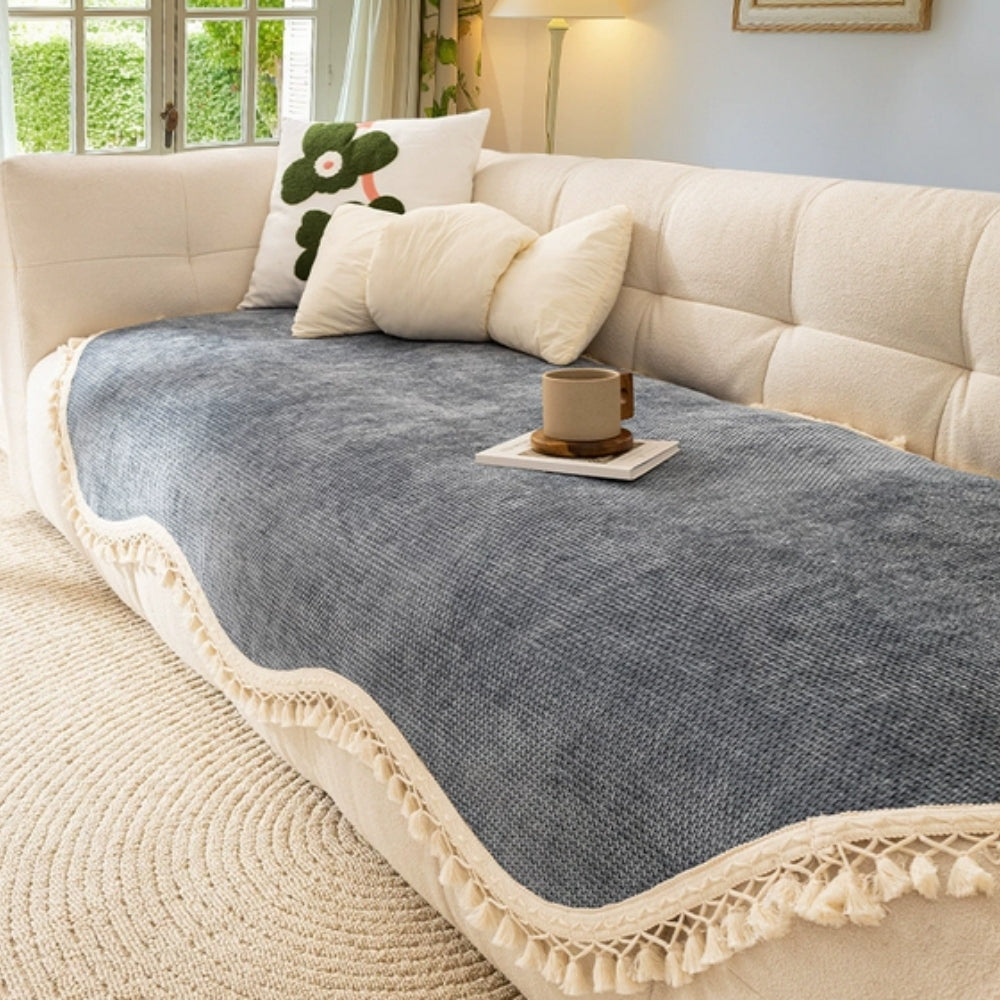 Elegant Sofa Cover with Tassels for Stylish Protection