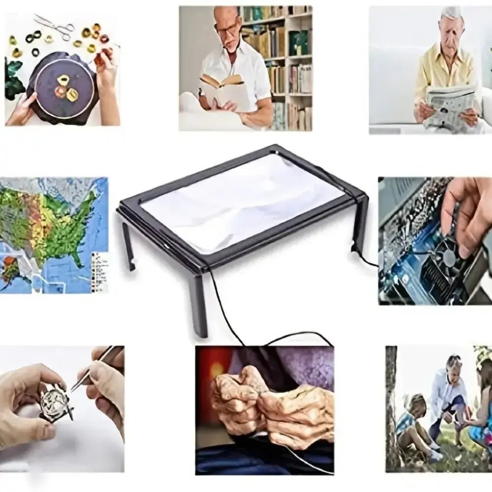 Klappbarer Tisch-Magnifier mit LED-Beleuchtung – Freihändiges Lesen