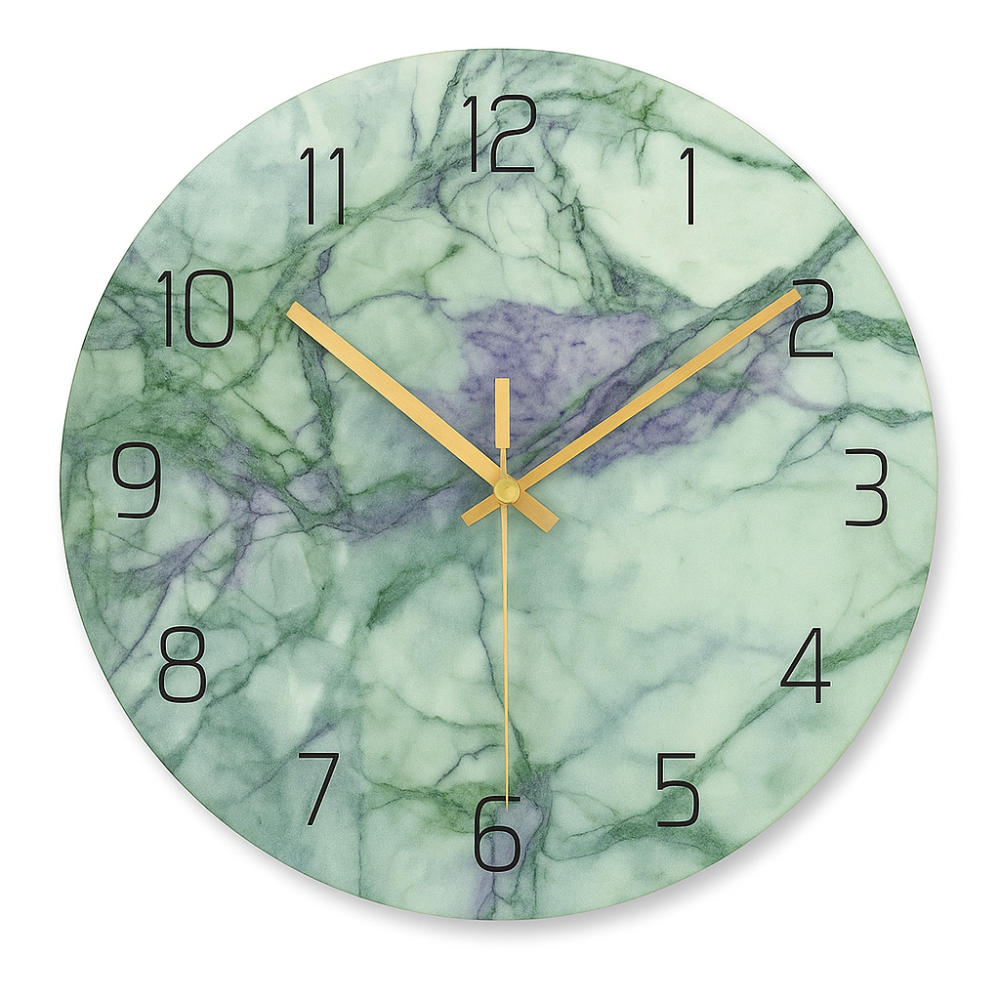 Elegante Wanduhr im Marmorlook – Stille Quarz-Uhr mit goldenen Ziffern