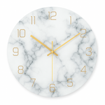 Elegante Wanduhr im Marmorlook – Stille Quarz-Uhr mit goldenen Ziffern
