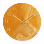 Elegante Wanduhr im Marmorlook – Stille Quarz-Uhr mit goldenen Ziffern