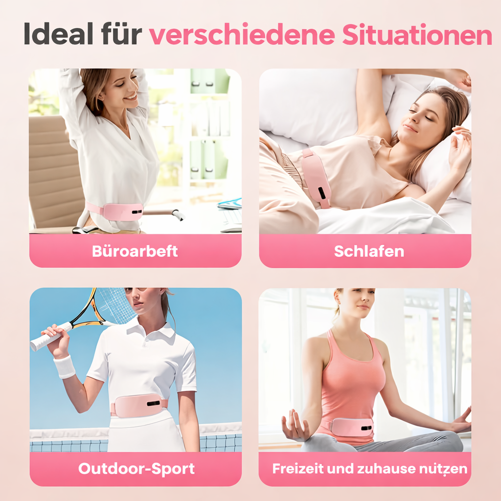 Wärmeunterstützungs-Gurt | 5 Temperatureinstellungen | Massagefunktion | USB-C Aufladbar | KomfortPlus
