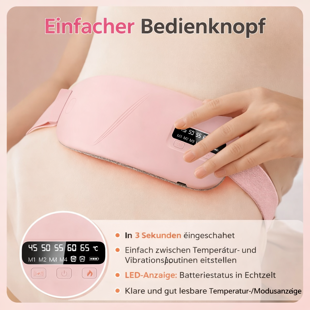 Wärmeunterstützungs-Gurt | 5 Temperatureinstellungen | Massagefunktion | USB-C Aufladbar | KomfortPlus