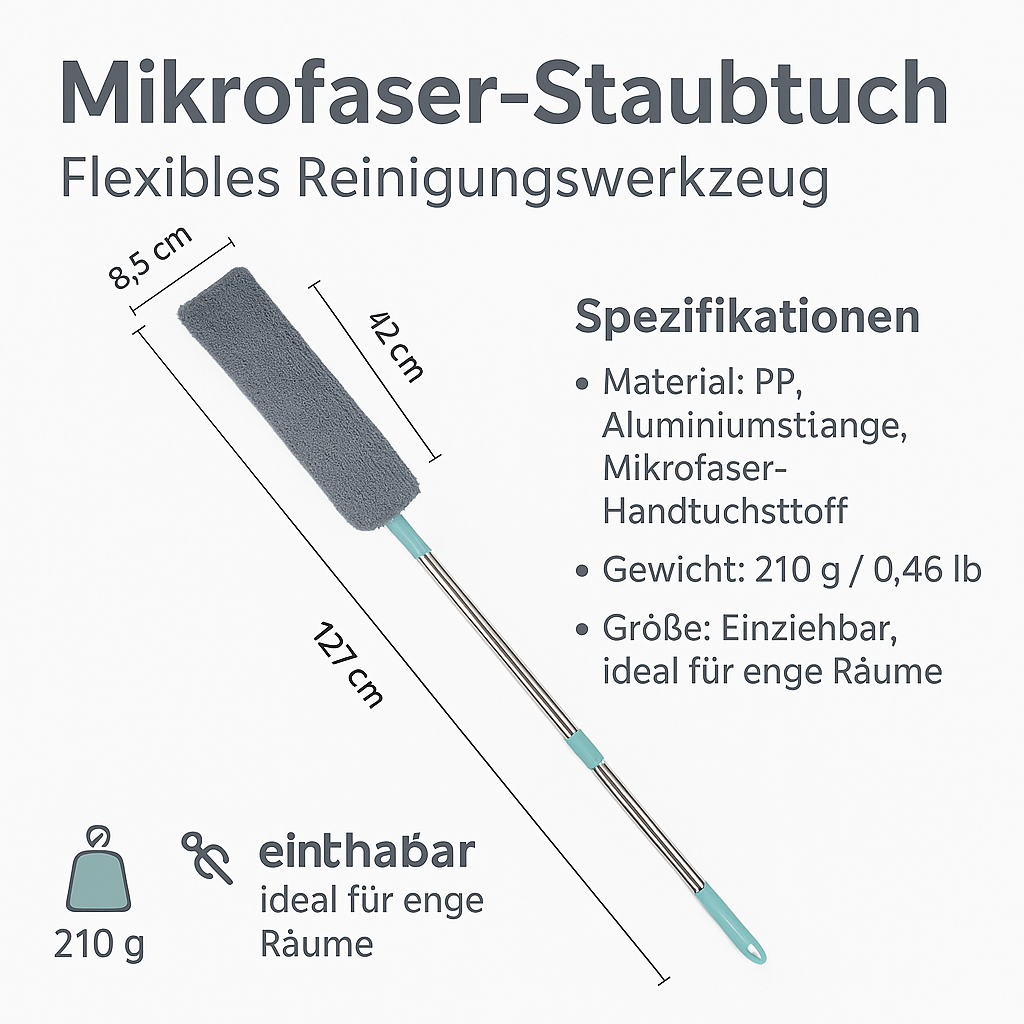 Flexibler Mikrofaser-Reinigungswedel für enge Stellen