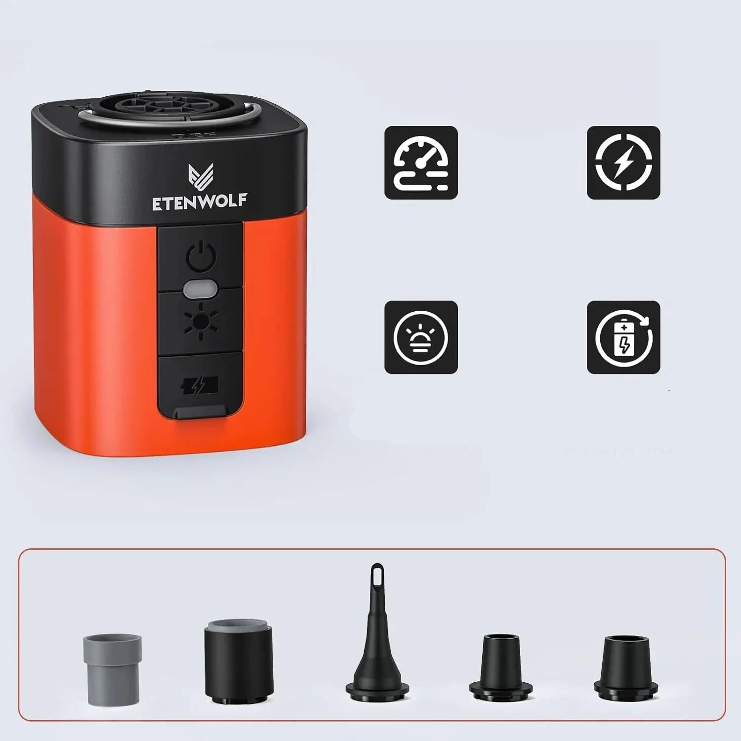 Comfortable Mini Air Pump with 2600 mAh Battery and LED Light