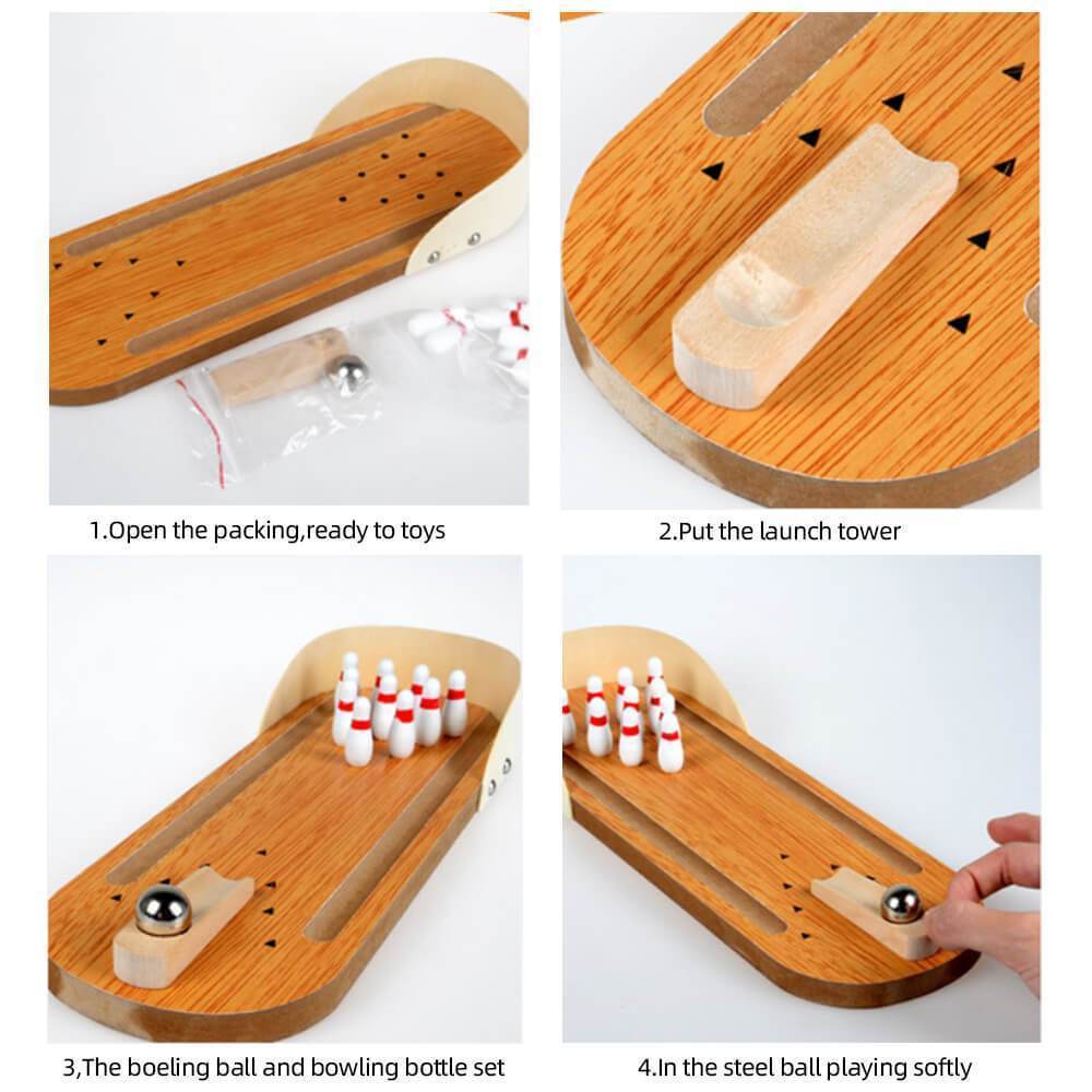 Mini Bowling - Compact Wooden Bowling Fun for Indoors