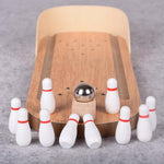 Mini Bowling - Compact Wooden Bowling Fun for Indoors